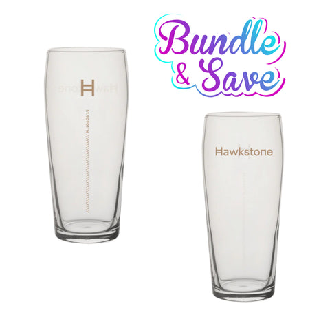 Hawkstone - Glass Bundle X 2 Pint Glasses | Coasters Included